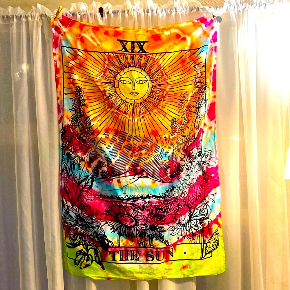 Sun tarot tapestry . Professionally Tie dyed